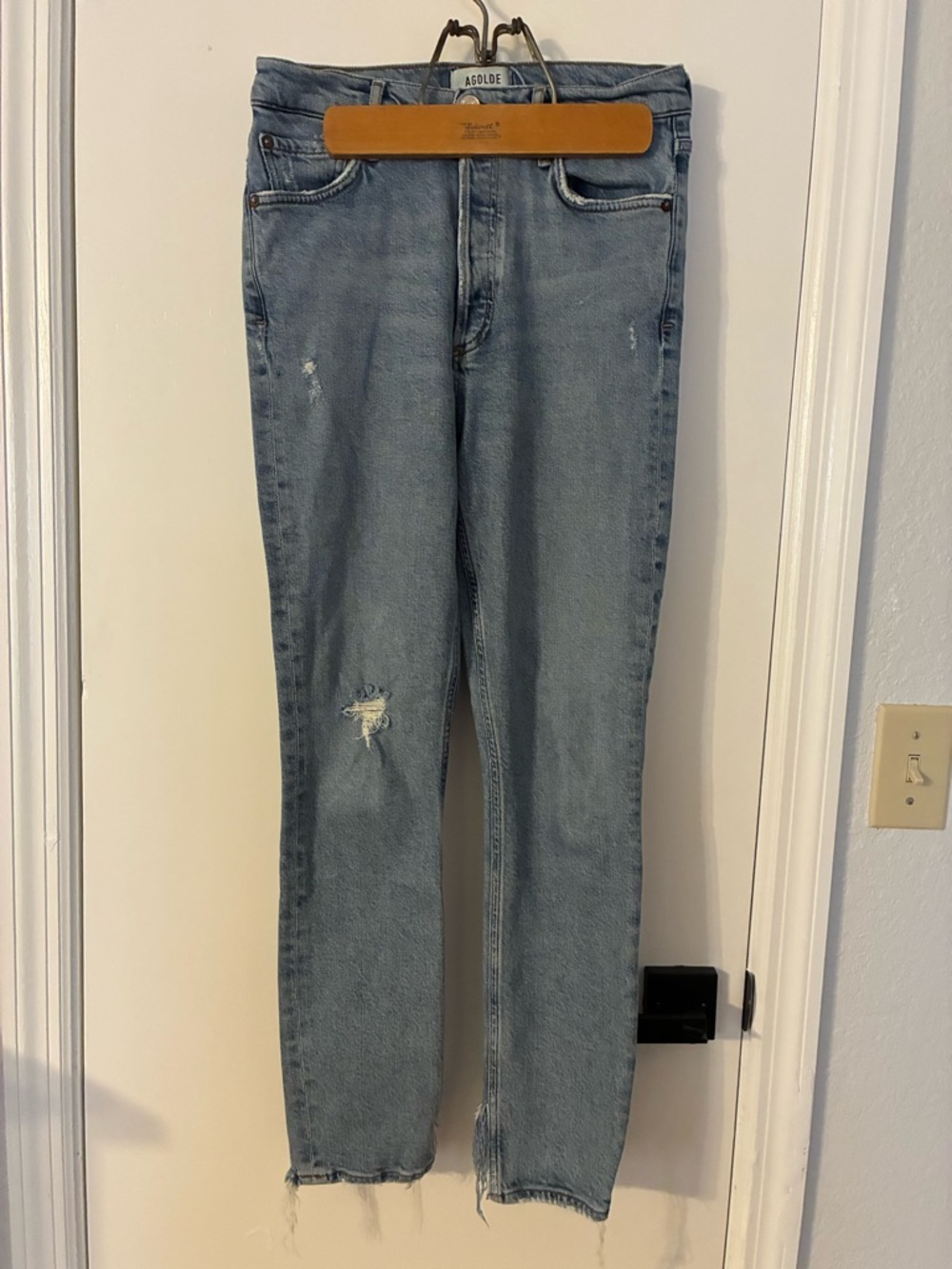 Agolde Faded Blue Skinny Distressed Women's Jeans